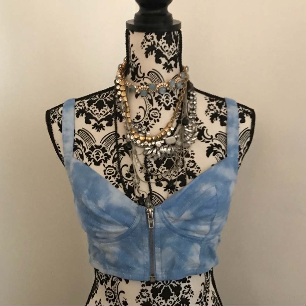 Pink crop top zip front